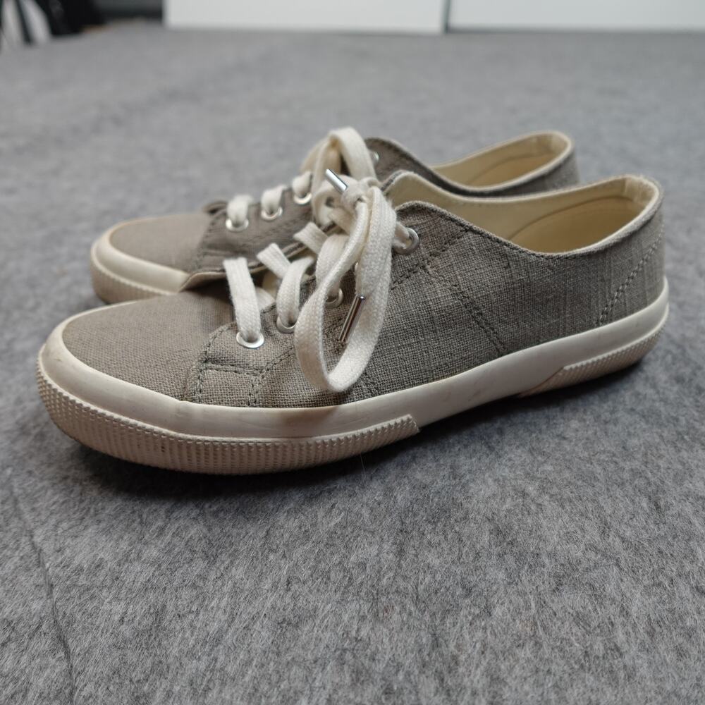 Ralph Lauren Sneakers Womens 6.5 Jolie Linen Lace Up Gray Fashion Casual - Picture 2 of 8